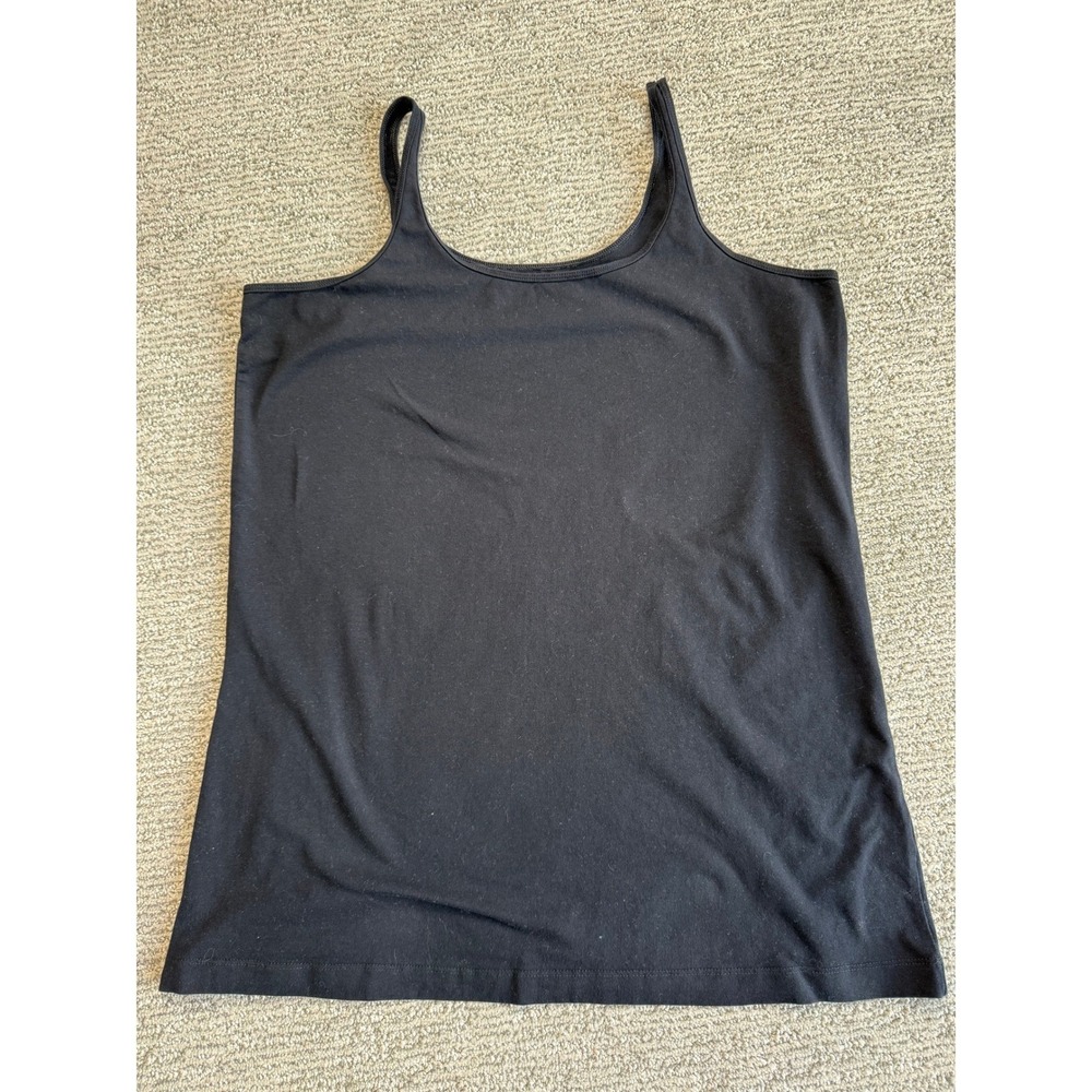 Sejour Black Scoop Neck Cotton Blend Camisole Tank Top Plus Size 1X